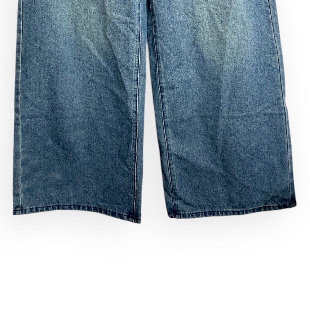 Emmiol Womens Wide Leg Baggy Jeans Medium Wash Elastic Waist Pull On Large - Picture 6 of 9